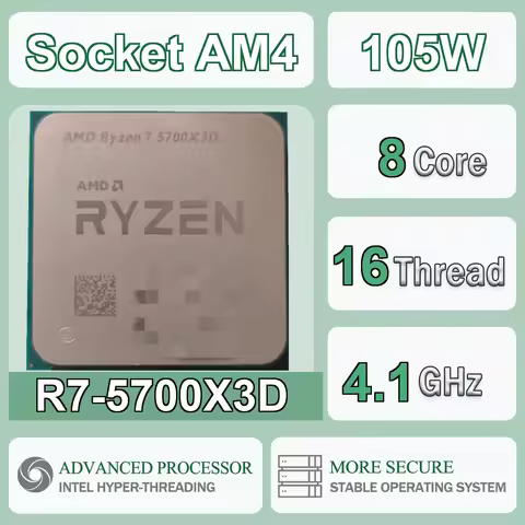 AMD Ryzen 7 5700X3D 8-Core 16-Thread 7NM 3.0Hz/4.1GHz L3=96MB 105W CPU Gaming Processor Socket AM4 D