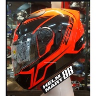 Helm Full Face Zeus 813 Neon Orange AN6 Black