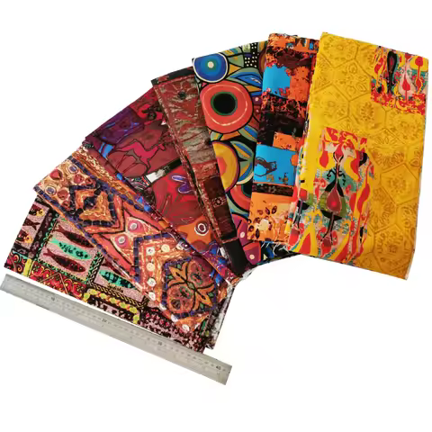 Soft African Fabric Print Linen Fabric by 0.5 Yard, Ankara Print Fabric for Party Dress, Abstract Vi