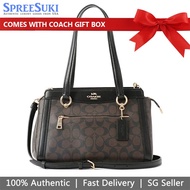 Coach Handbag In Gift Box Crossbody Bag Kailey Carryall In Signature Canvas Brown Black # C2851