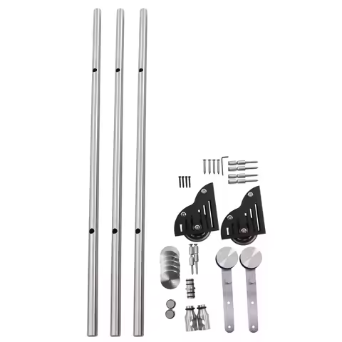 10ft Stainless Steel Rolling Ladder Slide Hardware Kit No Ladder Waterproof Rustproof Brushed Metal 