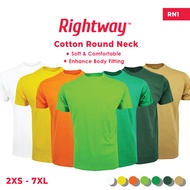 RIGHTWAY Cotton Round Neck Best Selling Unisex Men Women Cotton Soft Basic Round Neck Plain T-Shirt Baju Kosong RN1 GROUP A