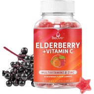 BeLive Elderberry Gummies with Zinc and Vitamin C, D, A, E, B12-50 Ct I Immune Support Supplement fo