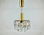 美麗的水晶黃銅吊燈德國 20 世紀 60 年代 |水晶天花板吊燈