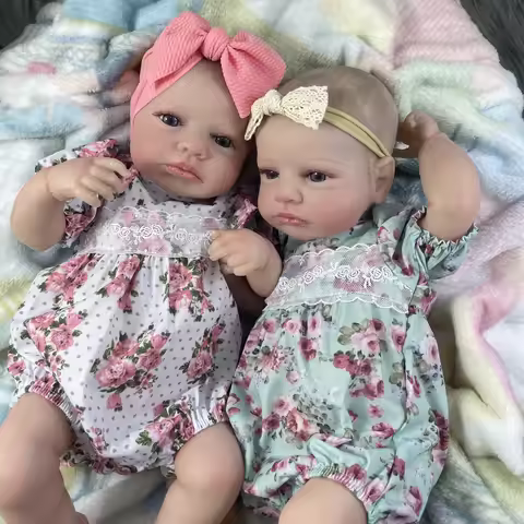 MRB 50CM LouLou Awake Twins Girl Reborn Baby Dolls Lifelike Vinyl Newborn 3D Skin Visible Veins DIY 