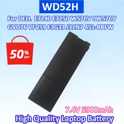 New WD52H 7.4V 45WH 5900mAh Laptop Battery For DELL Latitude E7240 E7250 W57CV 0W57CV WD52H GVD76 VF