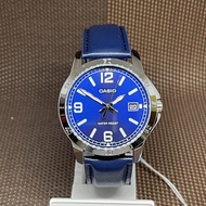 Casio MTP-V004L-2B Analog Blue Leather Quartz Men's Simple Casual Dress Watch