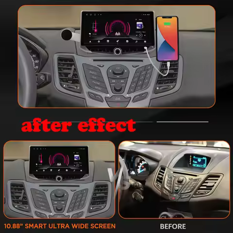 10.88inch Android 14 Screen For Ford Fiesta 2009-2017 CarPlay Car GPS Autoradio Multimedia Player Ty