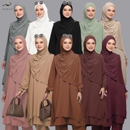Suit Wadiyah Ironless By Mewah Exclusive - [Set Baju dan Seluar] Suit Muslimah Umrah Clothing Set