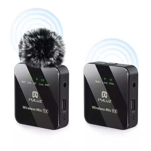 PULUZ 2 TX/ 1 TX+1 RX Wireless Lavalier Microphone Mini Mic 3.5mm Interface Receiver and Microphone 