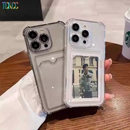 Four Corners Anti-Fall Colorful Transparent Shockproof Cover With Card Holder Soft Phone Case For Re