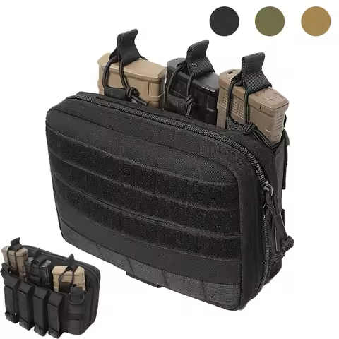 Tactical Triple Magazine Pouch Mag Admin Pouch Molle EDC Tool Organizer Bag Open Top Magazine Pouch 
