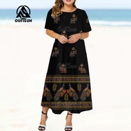 เดรสช้างสาวอวบ เดรสผู้หญิงชุดเดรสผู้หญิง ชุดไปทะเลชุดลายช้าง ชุดลำลองสำหรับสุภาพสตรี dresses for wom