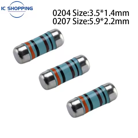 50PCS 0204 0207 Color Ring SMD Wafer Resistance 1R 2R 1.5 4.7 10 15 22 27 47 100 220 Ohm 1K 2K 4.7K 
