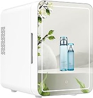 Fashionable Simplicity Mini Skincare Fridge 4 Liter Beauty Fridge with Mirror LED Design for Cosmetics Makeup AC/DC Portable Mini Refrigerator with Thermoelectric Cooler and Warmer for Office Home and