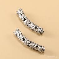 Braid rope S925Large Hole Thai Silver Vintage Handmade Bent Tube Bead Accessories Cloud Pattern Brac