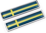 2Pcs 5.8x1.4cm Swedish Flag Zinc Alloy Epoxy Sticker Emblem Car Body Trunk Decal for Volvo SAAB Scan