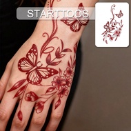 Red Hand Drawn Tattoo Sticker, Minimalist Tattoo, Floral Butterfly Pattern, Fake Tattoo Sticker, Han