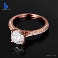 Hand Jewelry 18K Inlaid Luxury Ring 2ct Wear Moissanite Daily Gold-Plated Simple Hip-Hop S925 Silver