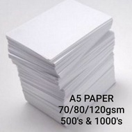 500pcs A5 PAPER / WHITE PAPER / COPY PAPER / KERTAS A5 / MULTIPURPOSE PAPER A5 75gsm 80gsm 120gsm