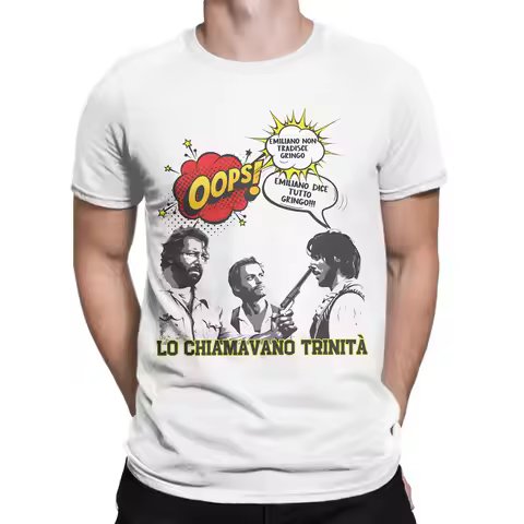 Bud Spencer And Terence Hill T-Shirts Men Vintage Pure Cotton Tees Round Collar Short Sleeve T Shirt