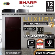 （FREE SHIPPING）SHARP BIG INVERTOR REFRIGERATOR 610/670/720 LITER PLASMACLUSTER/Hybrid Cooling Sys/Me