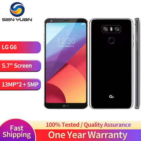 Original LG G6 G600 H870 H873 4G Mobile Phone 4GB RAM 32GB ROM 5.7'' Dual 13MP+5MP Snapdragon 821 Qu