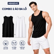 Combo of 2 Men's 4-Way Stretch Cotton Tank Tops, Comfortable, Cool, Sweat Absorbent MENSEVIC CB2BLT0