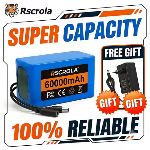 12V 10Ah-100Ah 3S6P 18650 Lithium Ion Battery Pack with BMS + Charger Super Large Capacity Rechargea