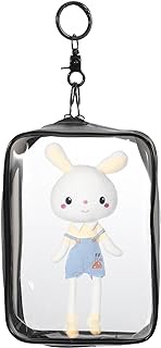 UPKOCH Clear Figures Display Bag, Portable Figures Storage Bag with Keychain Mini Doll Hanging Box Dustproof Collectibles Case for Mini Figures Dolls