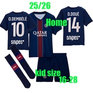 25/26 O.DEMBELE soccer clothes 25/26 PSG Home Jerseys kid suit (with pants and socks)D.DOUE KVARATSK