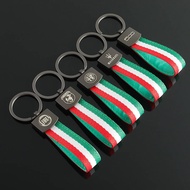 【Ready Stock】 Alfa Romeo Fiat Abar Maserati Nylon Woven Belt Car Key Ring Circle Pedants f1i4