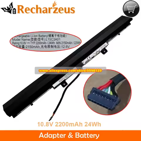 10.8V 2200mAh 24Wh Replacement Laptop Battery L15C3A01 for Lenovo Ideapad 110-15ISK V110-15AST V110-