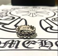 Chrome Hearts 鉚釘十字花 戒指 男女同款 銀色