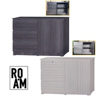 ROAM 4ft Storage Chest Cabinet Drawer Cabinet With 3 Layers Storage Cabinet Cupboard Oak Brown Color