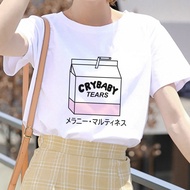 Fashion Tops Cartoon Peach Juice Japanses Aesthetic Grunge T Shirt Women Harajuku Cute Kawaii Pink S