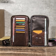 CONTACTS Genuine Leather Mens Crossbody Bag Small Shoulder Bag Male Sling Bag Phone Pounch Waist Pac