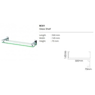 MOCHA BATHROOM M301 GLASS SHELF (50CM)/MOCHA STAINLESS STEEL GLASS SHELF M301