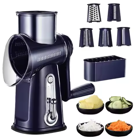 Vegetable Slicer Cutter Manual Drum Grater Multifunction Rotary Cheese Grater Kitchen Veggie Chopper