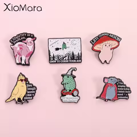Interesting and Diverse Dark Cute Series Enamel Pin Cute Animal Mushrooms Brooch Lapel Backpack Badg