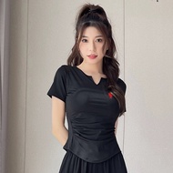 ชุดโยคะฤดูร้อน AMI WZWZ ชุดโยคะ Pilates สำหรับผู้หญิง กางเกงกระโปรงแบดมินตัน แฟชั่น แห้งเร็ว ผ้าฝ้าย