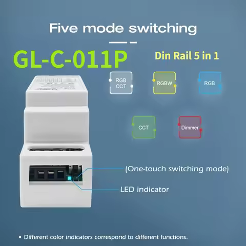 GL-C-011P Din Rail 5 in 1 RGBCCT/RGBW/RGB/WWCW CCT/Dimmer Zigbee 3.0 DC12-54V LED Strip Controller A