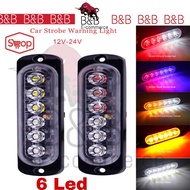 12-24V 6 LED Strobe light truck light Slim Amber Flash Light Bar Car Vehicle Emergency Warning Strobe Lamp ⚡READYSTOCK⚡