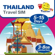 Happy Thailand SIM Card - 3-15 Days 1-8GB Unlimited Data Prepaid Travel SIM (5G/4G)