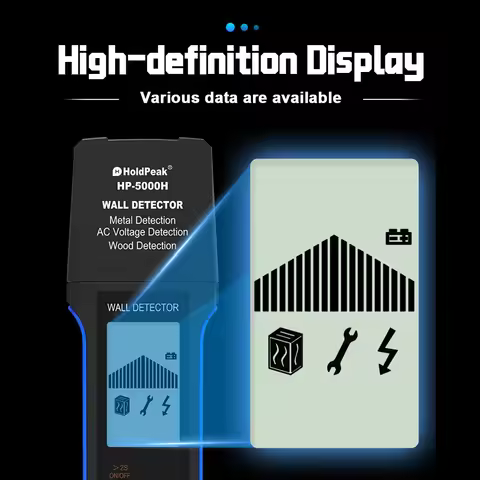 CE Certified with Auto Power Off HoldPeak HP-5000H 3-in-1 Wall Detector - 10cm Deep Scan, Metal/Wood