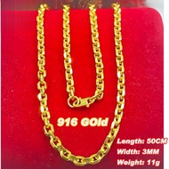 916 Gold Original Lelong Chain Men Gold 916 Necklace Classic Style Wedding Jewelery Set Neck Chain V