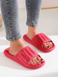 Zapatillas de moda para mujer estilo 2024, onda simple roja EVA, gruesa suela, cómodas, para uso en interior y exterior, antideslizantes, suela suave, para las cuatro estaciones, universales y frescas.