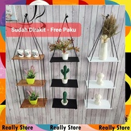 HIASAN DINDING Minimalist Hanging Rope Shelf Hanging Shelf Asthetic Hanging Shelf Wall Shelf Wall De