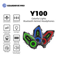 【Y100 NEW】 Motorcycle Helmet Headset Bluetooth 6.0/3 RGB Color Model/lP65/20H Battery/FM