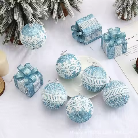 9PC Christmas Ball Christmas Tree Pendant Hanging Ball Holiday Party Decoration 8CM Glitter Ball Chr